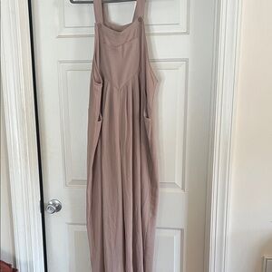 Womens Tan flowy overalls with Pockets